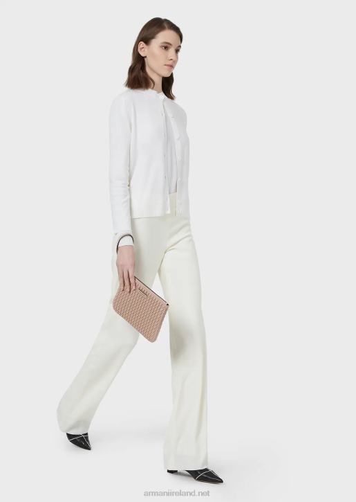 Women 086V303 Techno Cady Palazzo Trousers Armani White