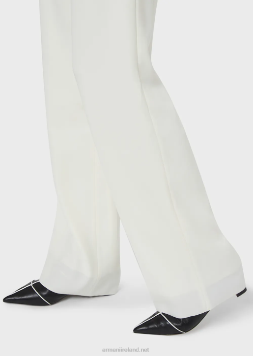 Women 086V303 Techno Cady Palazzo Trousers Armani White