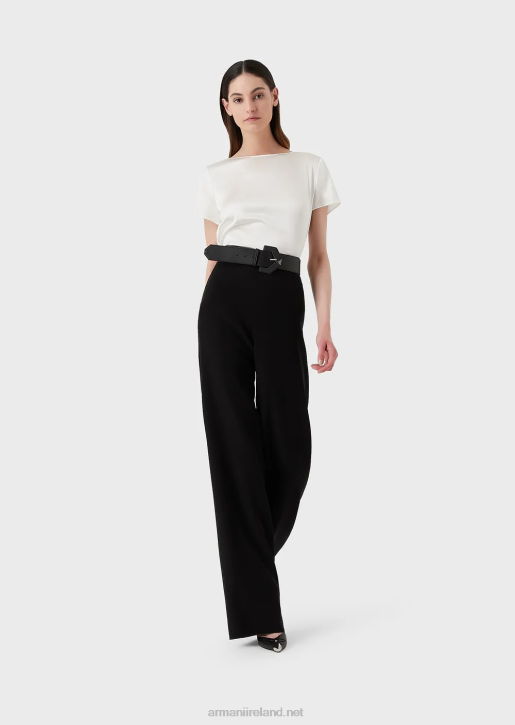 Women 086V305 Techno Cady Palazzo Trousers Armani Black