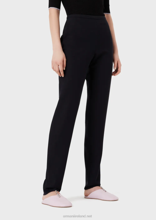 Women 086V307 Technical-Cady Cigarette Trousers Armani Navy Blue