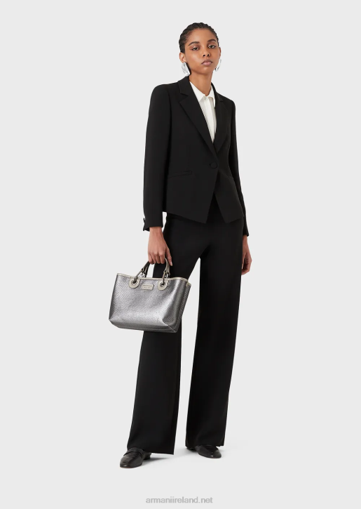 Women 086V309 Cady Crepe Palazzo Trousers Armani Black