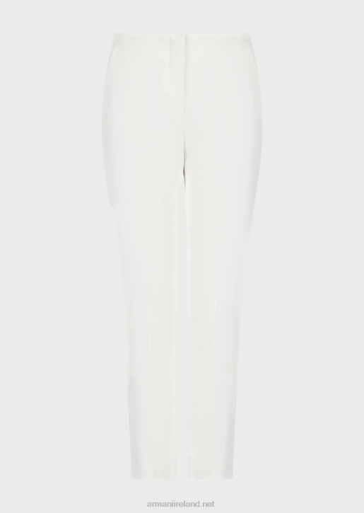 Women 086V312 Stretch Gabardine 7/8 Trousers Armani Silk White