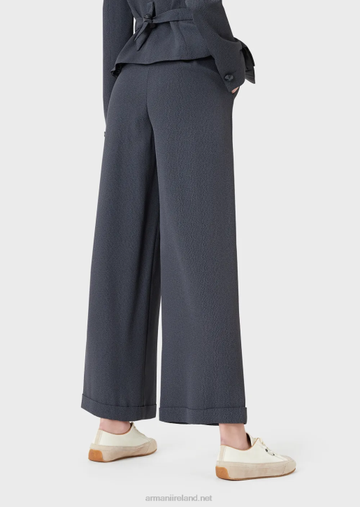 Women 086V321 Faux-Galuchat, Wide-Legged Trousers Armani