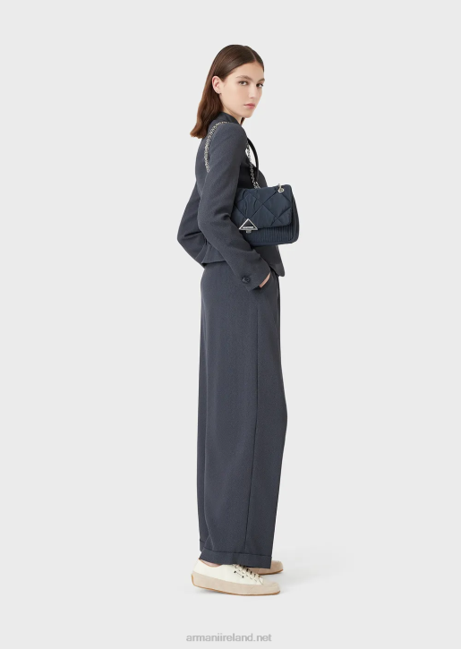 Women 086V321 Faux-Galuchat, Wide-Legged Trousers Armani