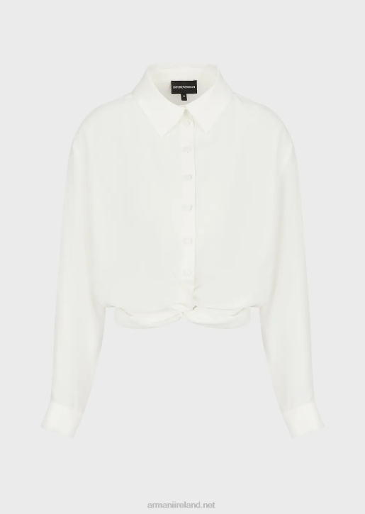 Women 086V359 Viscose Crepe Shirt With Twisted Knot Armani White