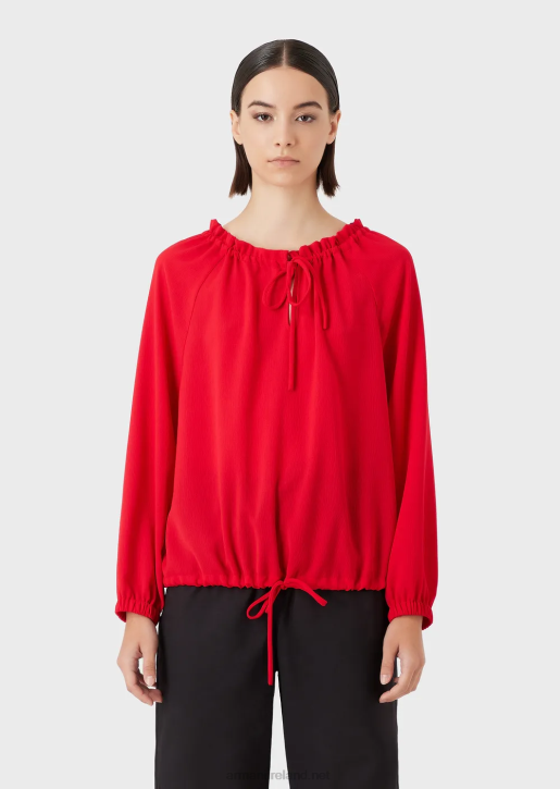 Women 086V363 Viscose Crepe Blouse With Drawstring Armani Red