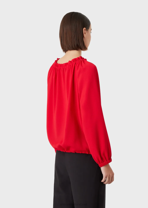 Women 086V363 Viscose Crepe Blouse With Drawstring Armani Red