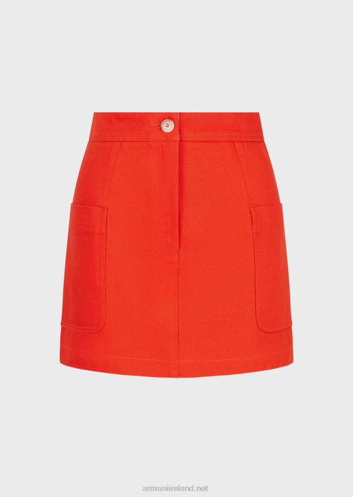 Women 086V337 Sustainable Collection Organic Bull Skirt Armani Orange