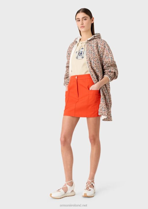 Women 086V337 Sustainable Collection Organic Bull Skirt Armani Orange