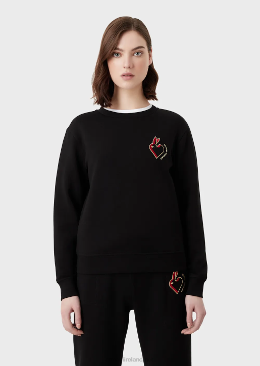 Women 086V411 Double-Jersey Sweatshirt With Embroidery Armani Black