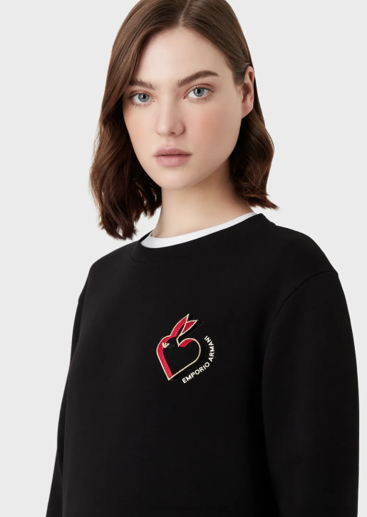 Women 086V411 Double-Jersey Sweatshirt With Embroidery Armani Black