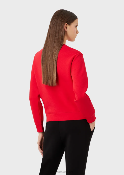 Women 086V412 Double-Jersey Sweatshirt With Embroidery Armani Red