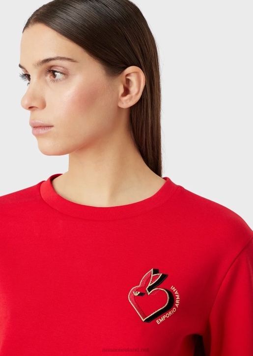 Women 086V412 Double-Jersey Sweatshirt With Embroidery Armani Red