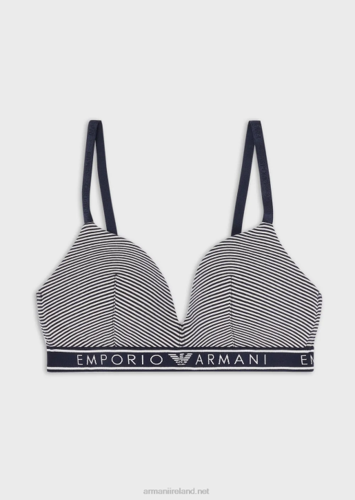 Women 086V132 Padded Triangle Bra With Printed Pattern Armani Striped