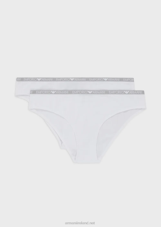 Women 086V145 Two-Pack Of Iconic Logo Briefs Armani White