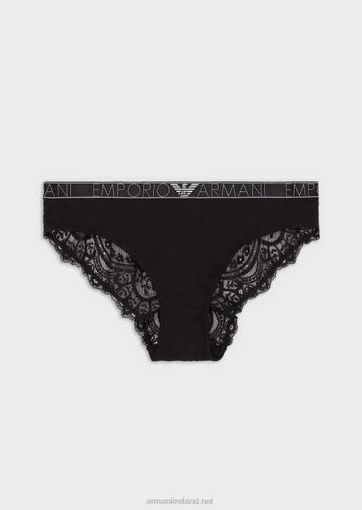 Women 086V147 Dreamy Lace Eco-Viscose Briefs Armani Black