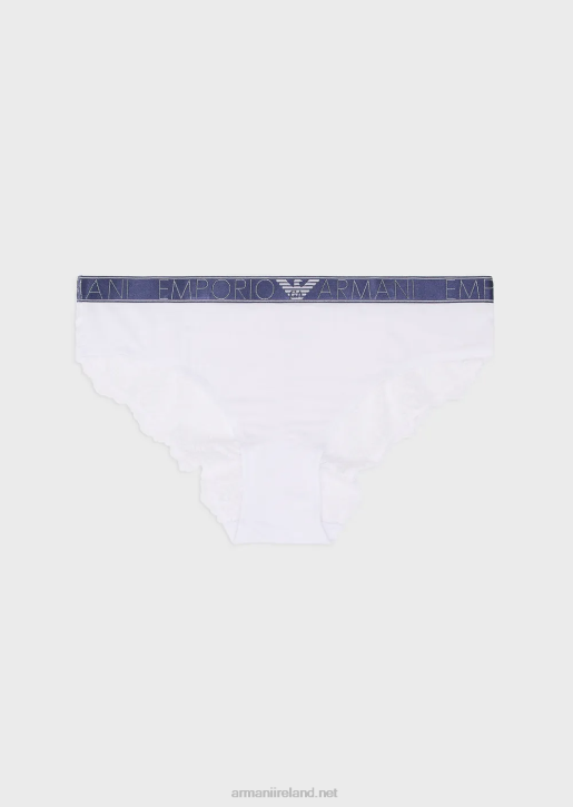 Women 086V148 Dreamy Lace Eco-Viscose Briefs Armani White