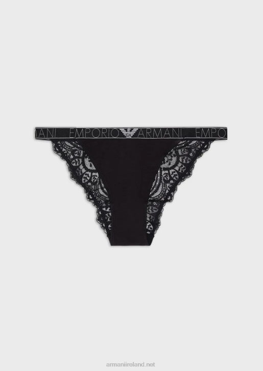 Women 086V151 Dreamy Lace Eco-Viscose Brazilian Briefs Armani Black