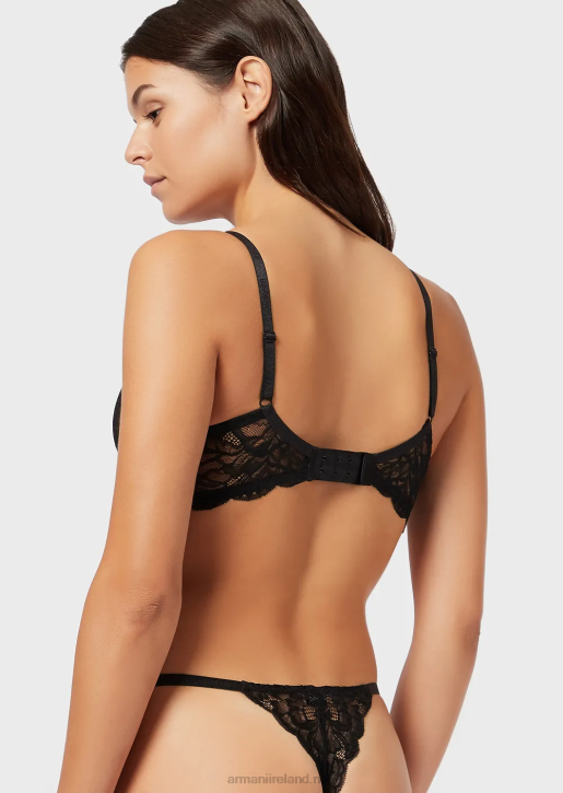 Women 086V161 Virtual Lace Underwired Bra Armani Black