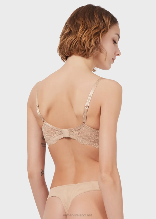 Women 086V162 Virtual Lace Underwired Bra Armani Beige