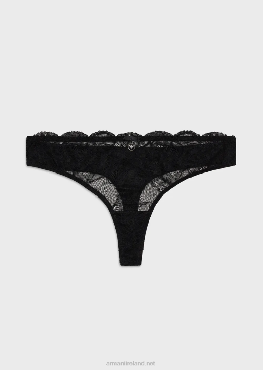 Women 086V163 Virtual Lace Thong Armani Black