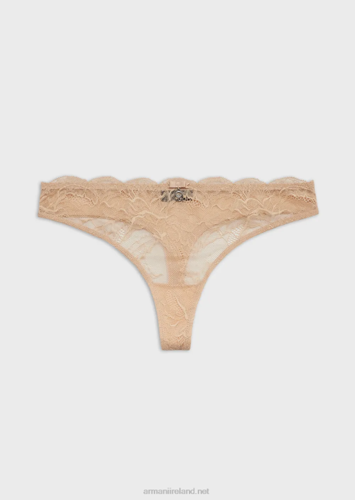 Women 086V164 Virtual Lace Thong Armani Beige