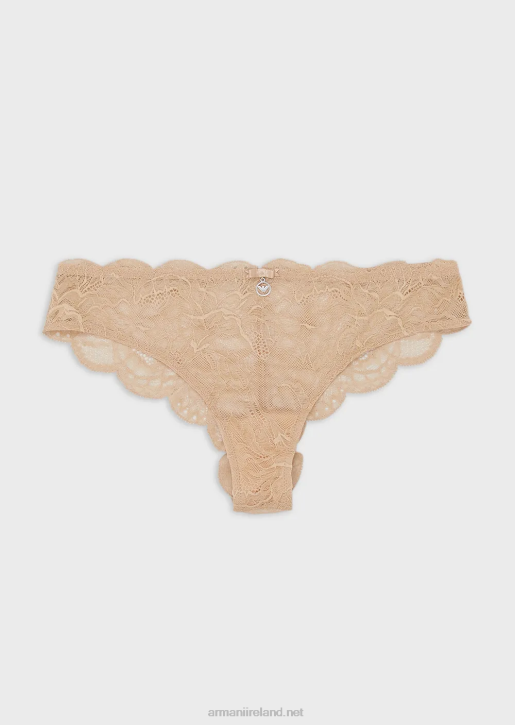 Women 086V166 Virtual Lace Brazilian Briefs Armani Beige