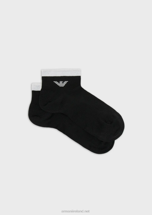 Women 086V181 Gift Box Of Jacquard Logo Socks Armani Black