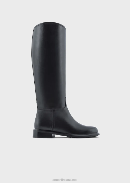 Women 086V492 Icon Glossy-Leather Boots Armani Black