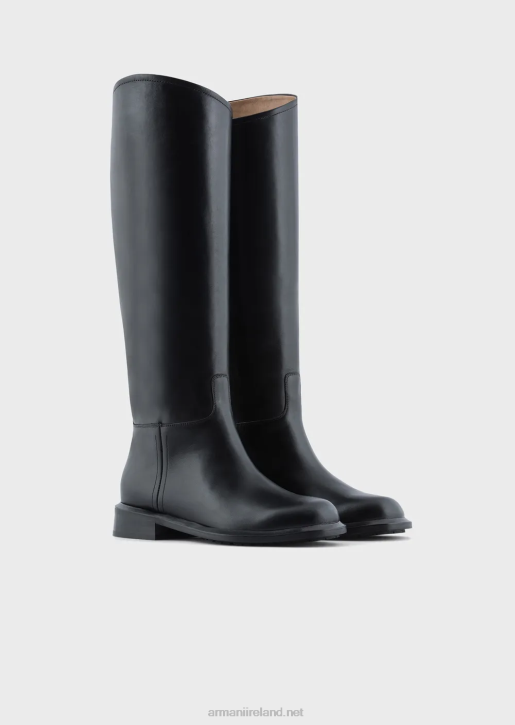 Women 086V492 Icon Glossy-Leather Boots Armani Black