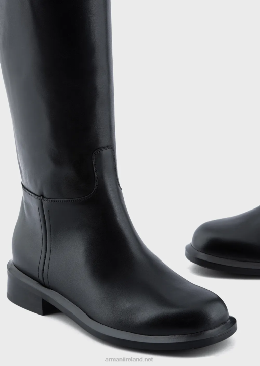 Women 086V492 Icon Glossy-Leather Boots Armani Black