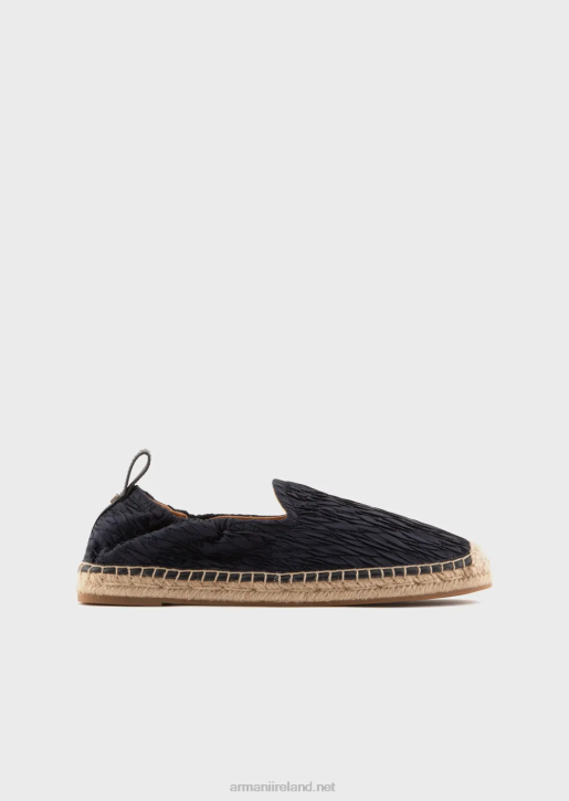 Men 086V1851 Pleated Nylon Espadrilles Armani Navy Blue