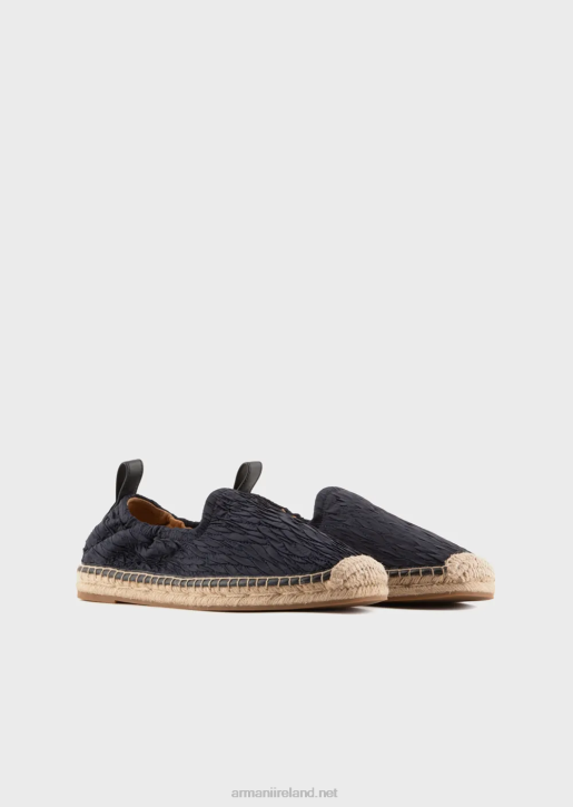 Men 086V1851 Pleated Nylon Espadrilles Armani Navy Blue