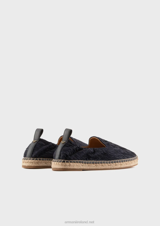 Men 086V1851 Pleated Nylon Espadrilles Armani Navy Blue