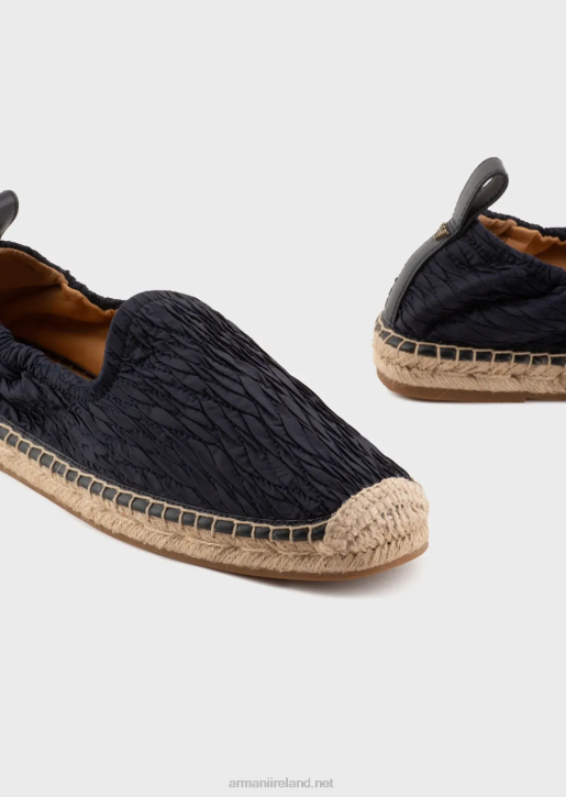 Men 086V1851 Pleated Nylon Espadrilles Armani Navy Blue