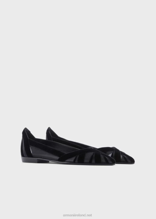 Women 086V497 Velvet And Satin Pointed Ballerinas Armani Black