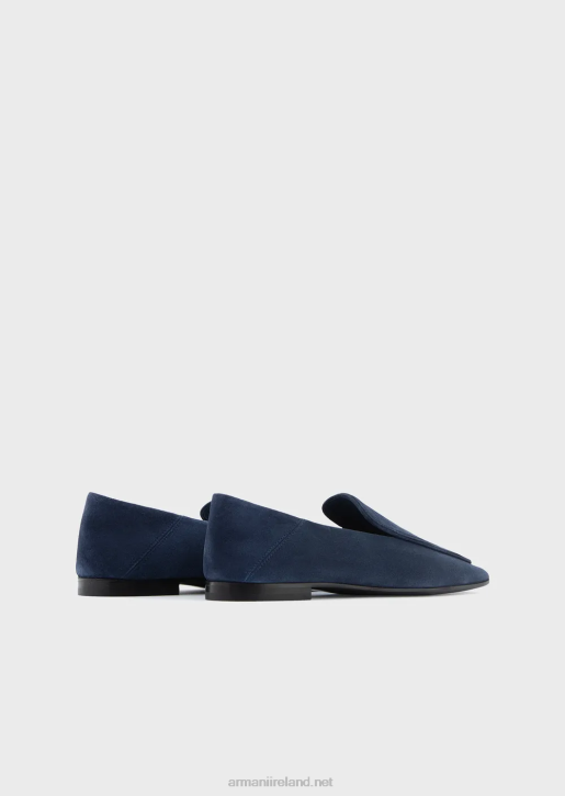 Women 086V500 Icon Velour-Leather Loafers Armani Blue