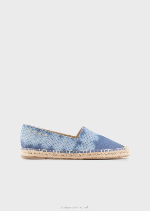 Women 086V540 Printed Canvas Espadrilles Armani Azure