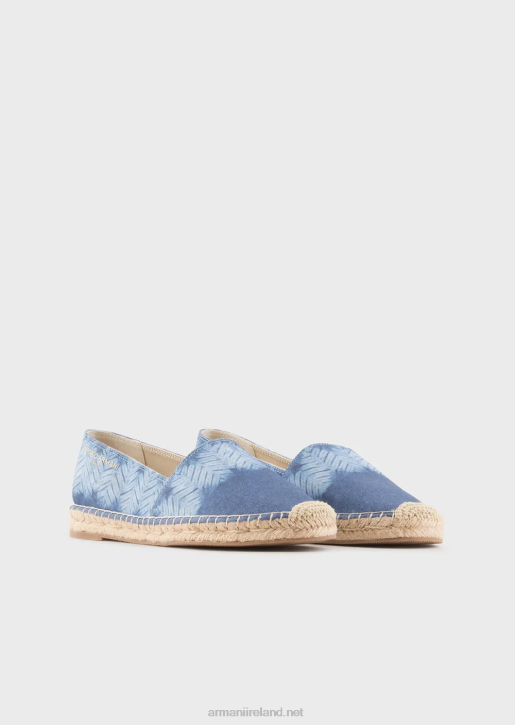 Women 086V540 Printed Canvas Espadrilles Armani Azure