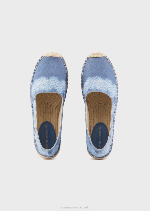 Women 086V540 Printed Canvas Espadrilles Armani Azure