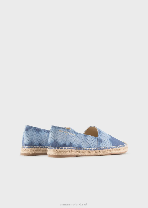 Women 086V540 Printed Canvas Espadrilles Armani Azure