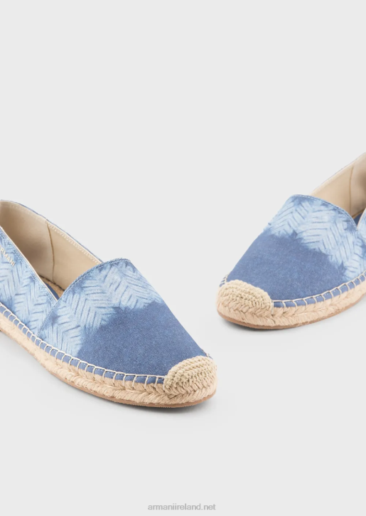 Women 086V540 Printed Canvas Espadrilles Armani Azure