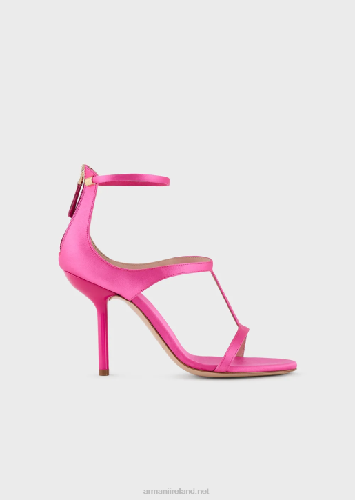 Women 086V520 Satin T-Sandals With Stiletto Heels Armani Fuchsia