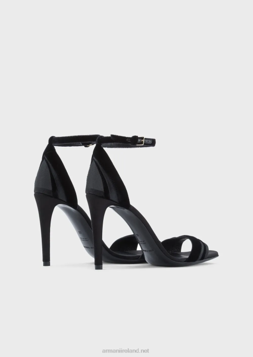 Women 086V524 Velvet And Satin Heeled Sandals Armani Black