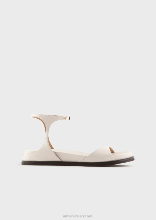 Women 086V527 Nappa-Leather Footbed Sandals Armani Milky White