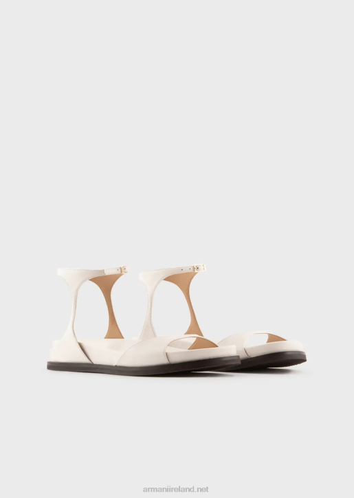 Women 086V527 Nappa-Leather Footbed Sandals Armani Milky White