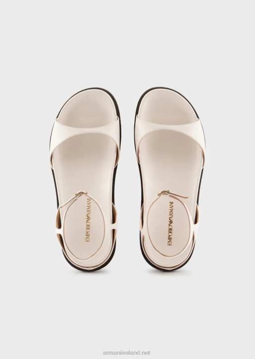 Women 086V527 Nappa-Leather Footbed Sandals Armani Milky White