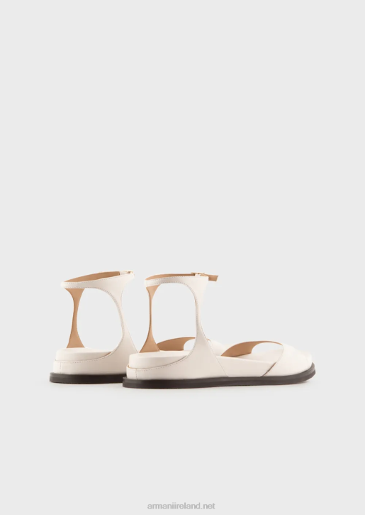 Women 086V527 Nappa-Leather Footbed Sandals Armani Milky White