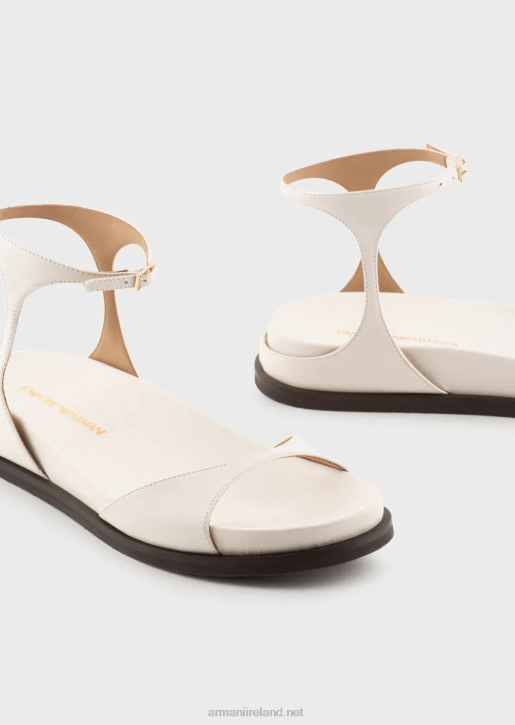 Women 086V527 Nappa-Leather Footbed Sandals Armani Milky White