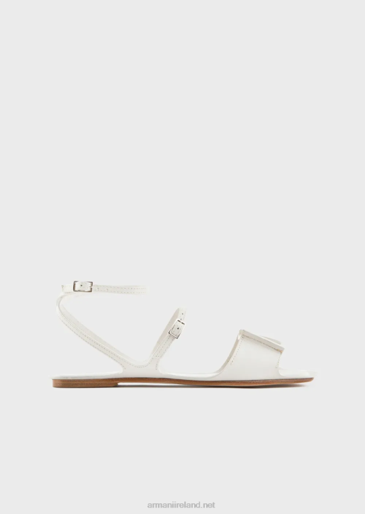 Women 086V531 Leather Double-Strap Sandals Armani Milky White